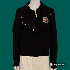 VTG APPLE BOTTOMS Black Moto Style Sequin Logo Zipper Jacket